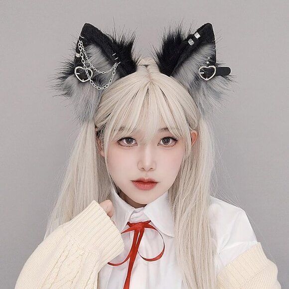 Animal Ears Headband Faux Fur Cat Fox Wolf Halloween Cosplay Party Accessory
